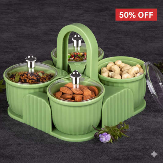 Multipurpose 4 pcs Storage Jar with Tray